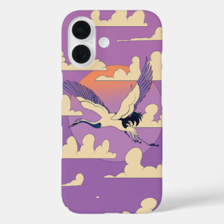 Funda iPhone 16 Pájaro rosado de grúa asiática