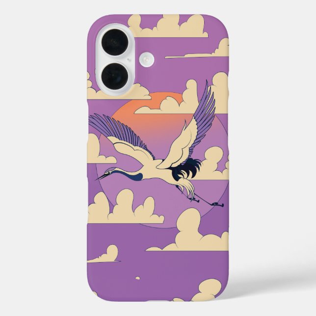 Funda iPhone 16 Pájaro rosado de grúa asiática (Reverso )
