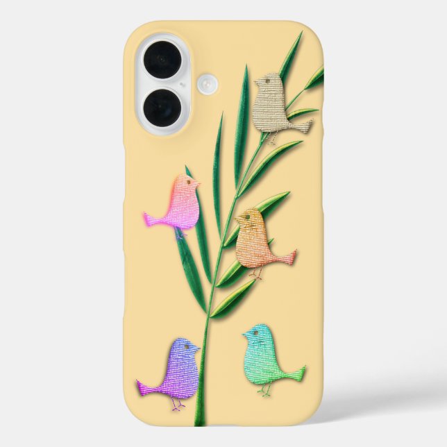 Funda iPhone 16 Pájaros de verano de primavera suave (Reverso )
