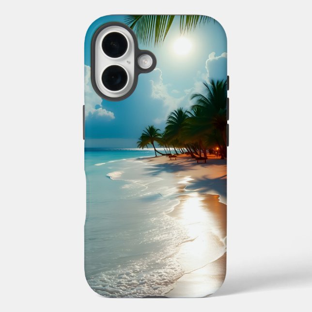 Funda iPhone 16 Palmeras Tropicales Sunny Beach (Reverso )