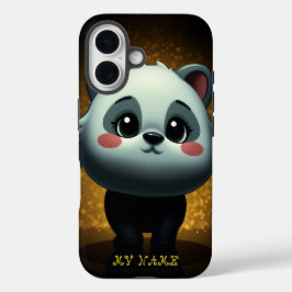 Funda iPhone 16 Panda lindo con resplandor brillante