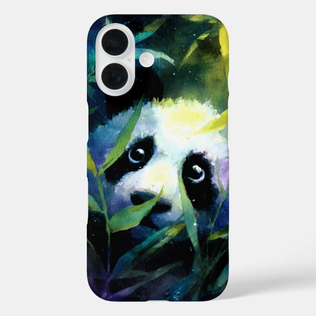 Funda iPhone 16 Panda Peeking Bamboo Watercolor (Reverso )