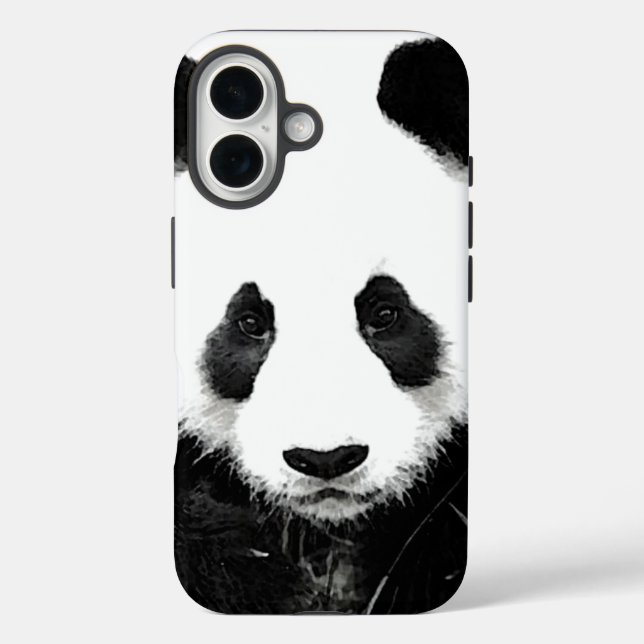 Funda iPhone 16 Panda Pop Art Black & White (Reverso )