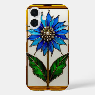 Funda iPhone 16 Panel de Vidrio Pintado con Flor Vibrante