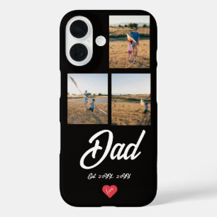 Funda iPhone 16 Papá Establecido Escritura Blanca Corazón Rojo 3 F