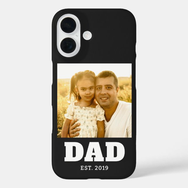 Funda iPhone 16 Papá Estableció Foto Negra Negrita (Reverso )