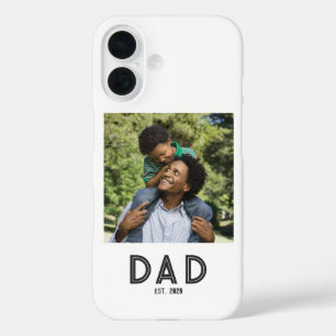 Funda iPhone 16 Papá Estableció Regalo de Foto Blanca Día del Padr