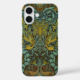 Funda iPhone 16 Papel de escritorio de William Morris Peacock Drag