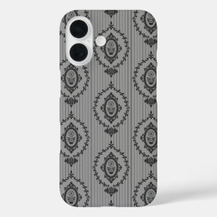 Funda iPhone 16 Papel pintado barroco gris