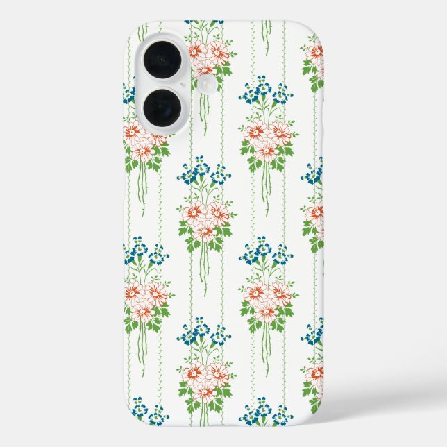 Funda iPhone 16 Papel pintado barroco Ramo de flores... (Reverso )