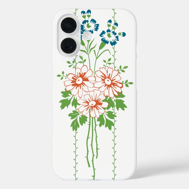 Funda iPhone 16 Papel pintado barroco Ramo de flores... (Reverso )