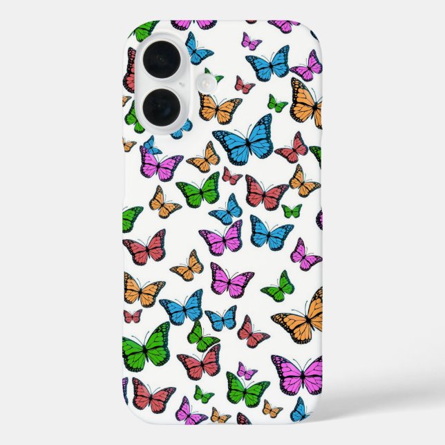 Funda iPhone 16 Papillon de mariposa de época de arte de Ilustraci (Reverso )