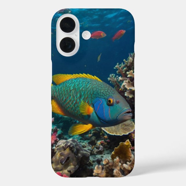 Funda iPhone 16 Paraíso de los peces parrocosos (Reverso )