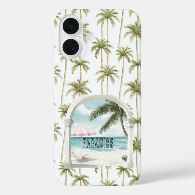 Funda iPhone 16 Paraíso Oceánico de Palmeras (Reverso )