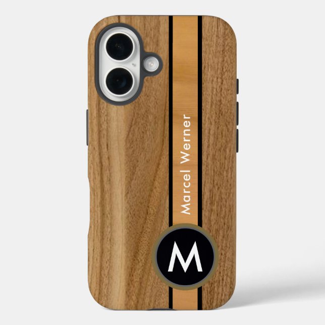 Funda iPhone 16 Parecido rústico elegante de madera (Reverso )