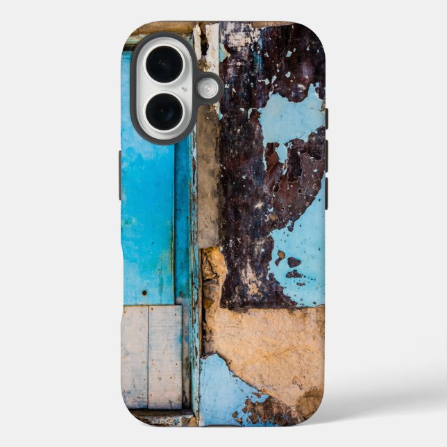 Funda iPhone 16 Pared azul y puerta (Reverso )