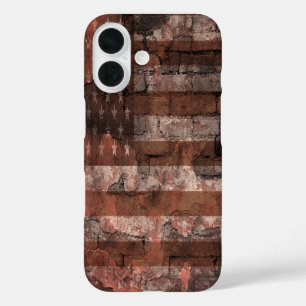 Funda iPhone 16 Pared de ladrillo con bandera americana