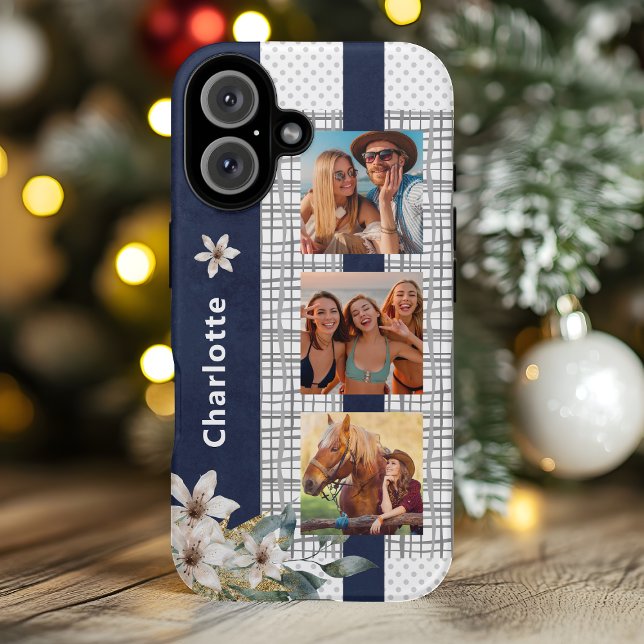 Funda iPhone 16 Pareja Boda moderna foto Ca floral personalizada (Subido por el creador)