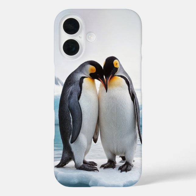 Funda iPhone 16 Pareja De Pingüino En Un Iceberg (Reverso )