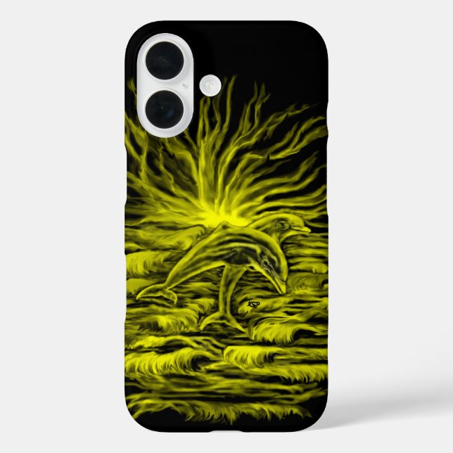 Funda iPhone 16 Pareja delfín al sol (Reverso )