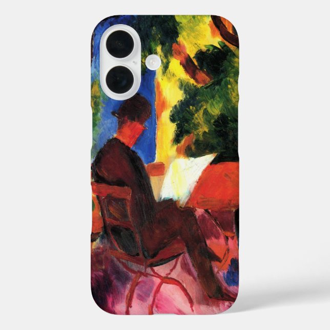 Funda iPhone 16 Pareja en la mesa del jardín de August Macke (Reverso )