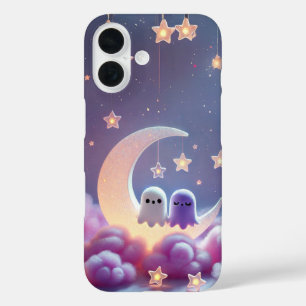 Funda iPhone 16 Pareja fantasma en el diseño de la luna