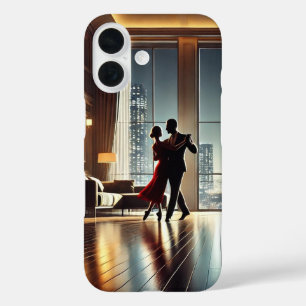 Funda iPhone 16 Pareja romántica bailando en la cima de Nueva York