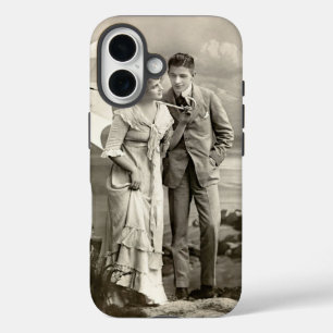 Funda iPhone 16 Pareja romántica vintage con parasol