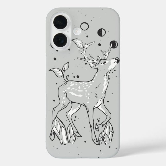 Funda iPhone 16 Paso celeste - Cerebro botánico con fases lunares (Reverso )