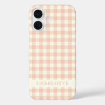 Pastel Peach Gingham Buffalo Check Nombre de la pl