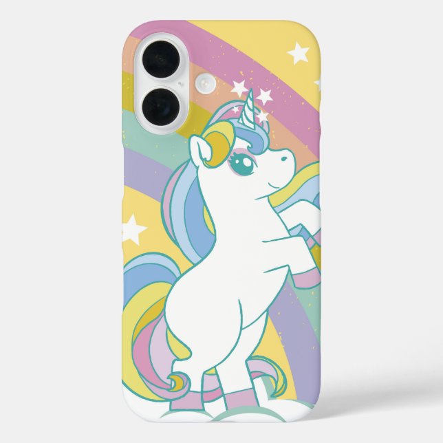 Funda iPhone 16 Pastel Rainbow Unicorn (Reverso )