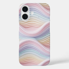 Funda iPhone 16 Pastel Rainbow Wavy Abstract Phone Case