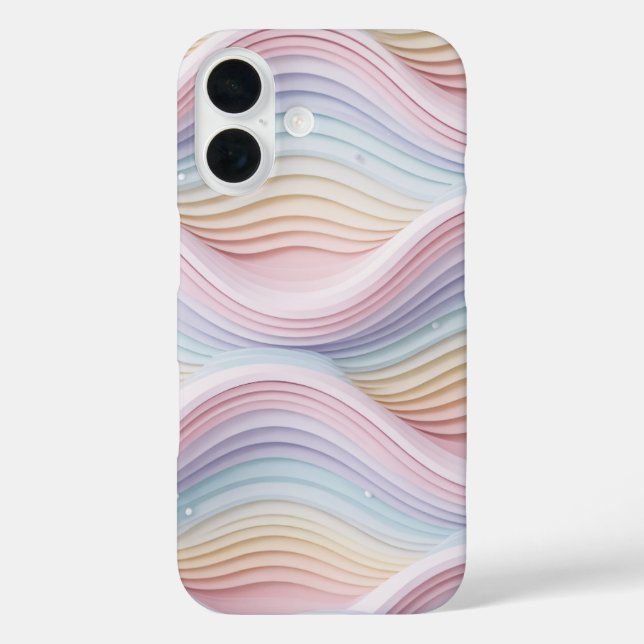 Funda iPhone 16 Pastel Rainbow Wavy Abstract Phone Case (Reverso )
