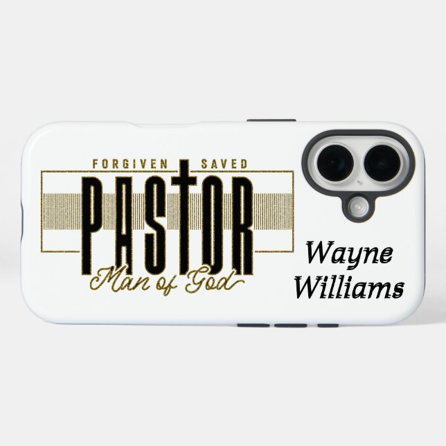 Funda iPhone 16 Pastor cristiano inspirador/Personalizado (Reverso (Horizontal))