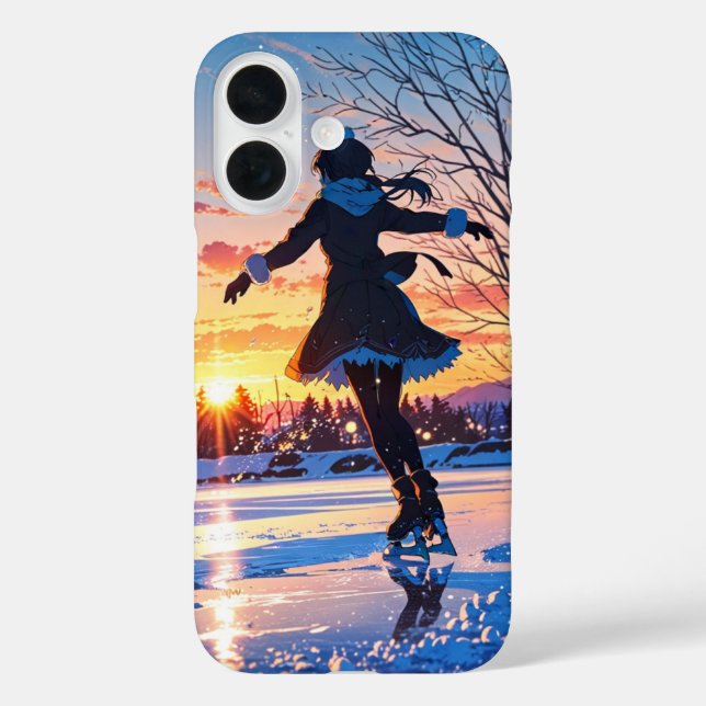 Funda iPhone 16 Patinador de hielo de invierno (Reverso )