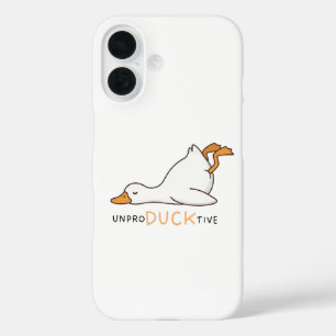 Funda iPhone 16 Pato de dibujos animados lindo durmiendo divertido