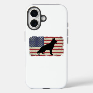 Funda iPhone 16 Patriotic DOG American Flag Vintage