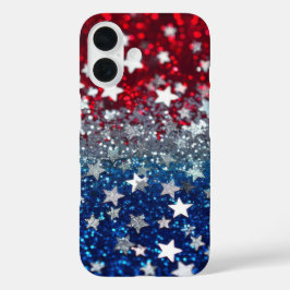 Funda iPhone 16 Patriotic Glitter