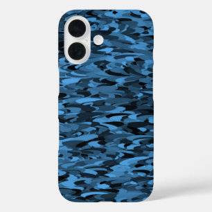Funda iPhone 16 Patrón abstracto azul negro