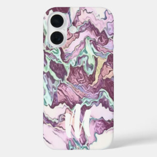 Funda iPhone 16 Patrón abstracto de monograma