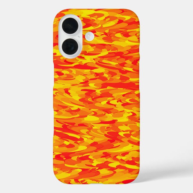 Funda iPhone 16 Patrón abstracto naranja rojo amarillo (Reverso )
