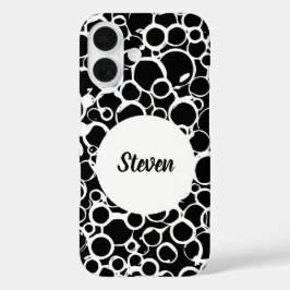 Funda iPhone 16 patrón abstracto personalizado en blanco y negro