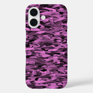 Funda iPhone 16 Patrón abstracto púrpura negro