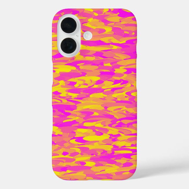 Funda iPhone 16 Patrón abstracto rosa amarillo naranja (Reverso )