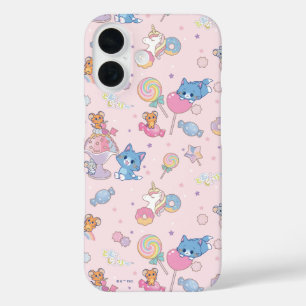 Funda iPhone 16 Patrón Anime Tom, Jerry y Tuffy Candyland