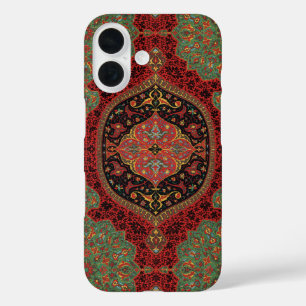 Funda iPhone 16 Patrón Antiguo de Alfombra Persa Rojo Verde Arabes