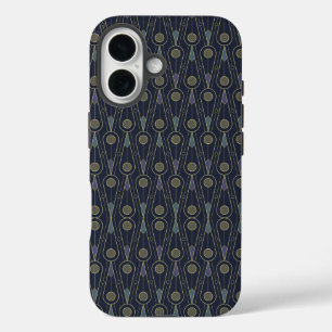 Funda iPhone 16 Patrón Art Déco con formas geométricas en oro