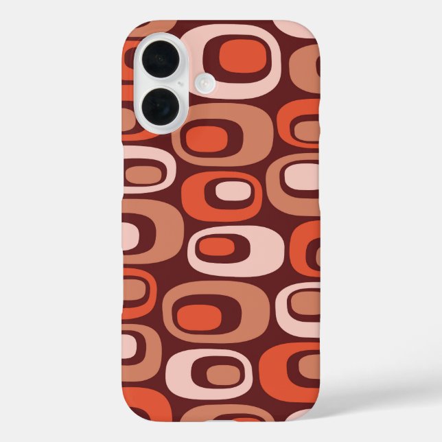 Funda iPhone 16 Patrón atómico moderno de mediados de siglo (Reverso )