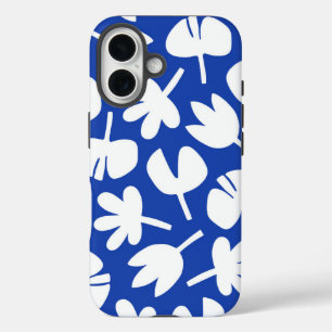 Funda iPhone 16 Patrón azul de hojas de baile