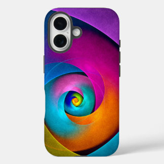 Funda iPhone 16 Patrón azul rosado del arte del resumen floral mod